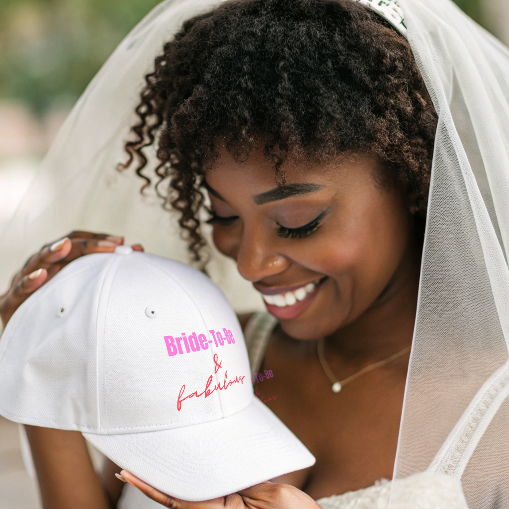 "Bride-To-Be & Fabulous" Classic Hat (Print) (White)