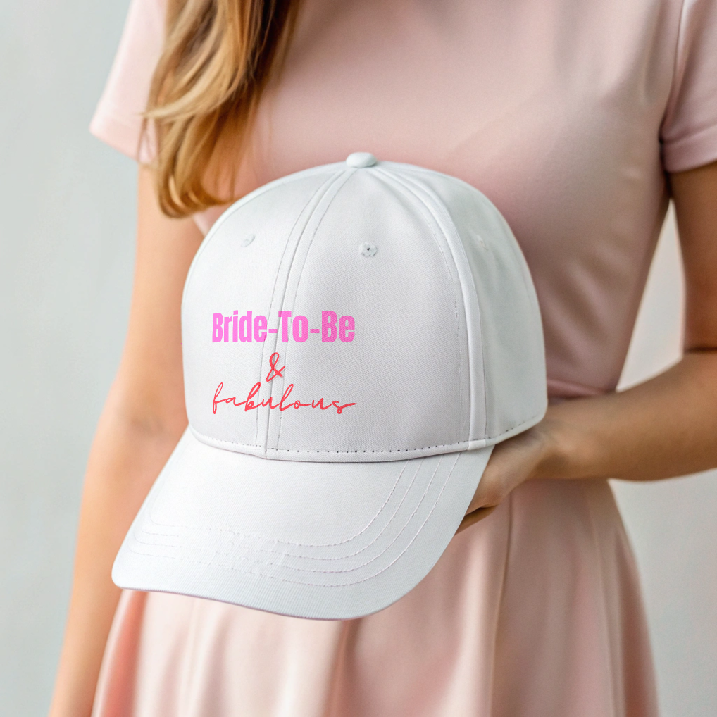 "Bride-To-Be & Fabulous" Classic Hat (Print) (White)