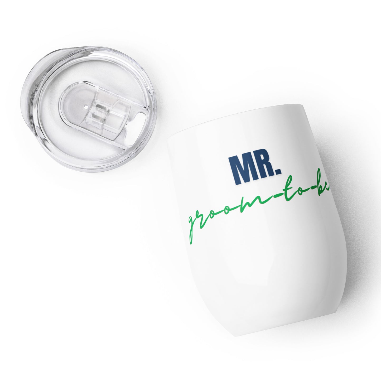 "Mr. Groom-To-Be" Wine Tumbler (12oz/355ml) (White)