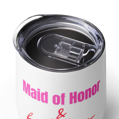"Maid of Honor & Fabulous" Wine Tumbler (12oz/355ml) (White)